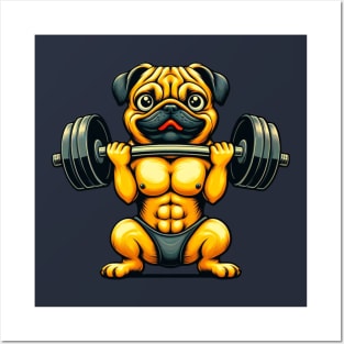 Pug Weightlifting Funny Men Fitness Gym Workout Posters and Art